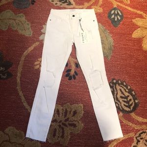 Frame Denim White Destroyed Crop Jeans